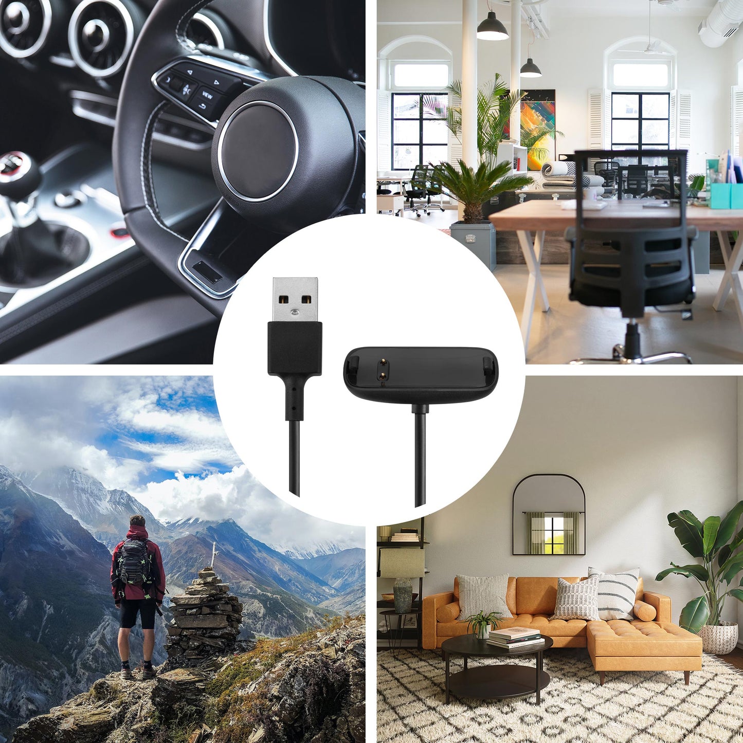 kwmobile USB Cable Charger compatible with Fitbit Inspire 3 Charging Cable - Smartwatch Replacement Cable - Fitness Tracker Charging Cable
