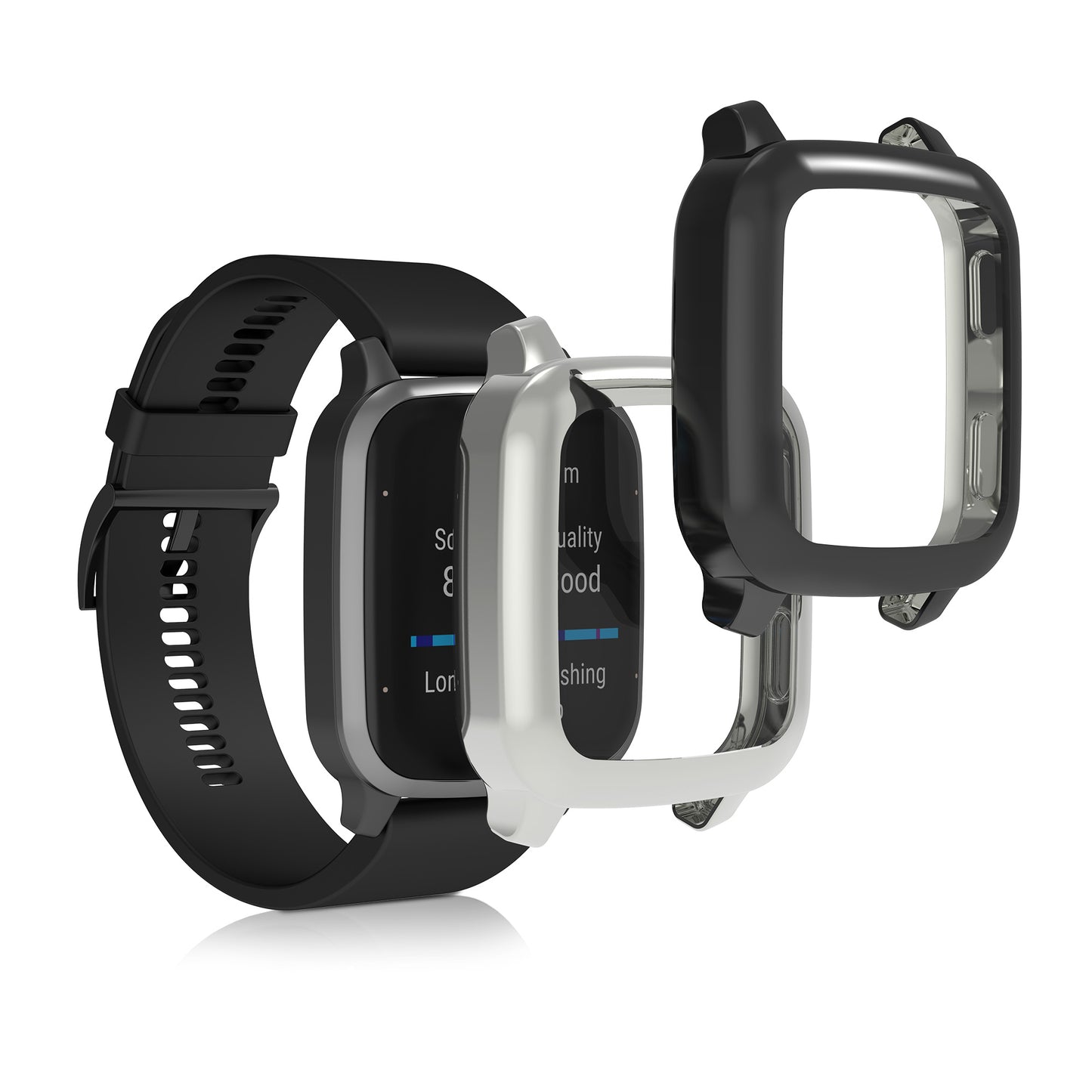 kwmobile Protective Case for Garmin Venu Sq 2 Music / Sq 2 Fullbody Display Cover Set