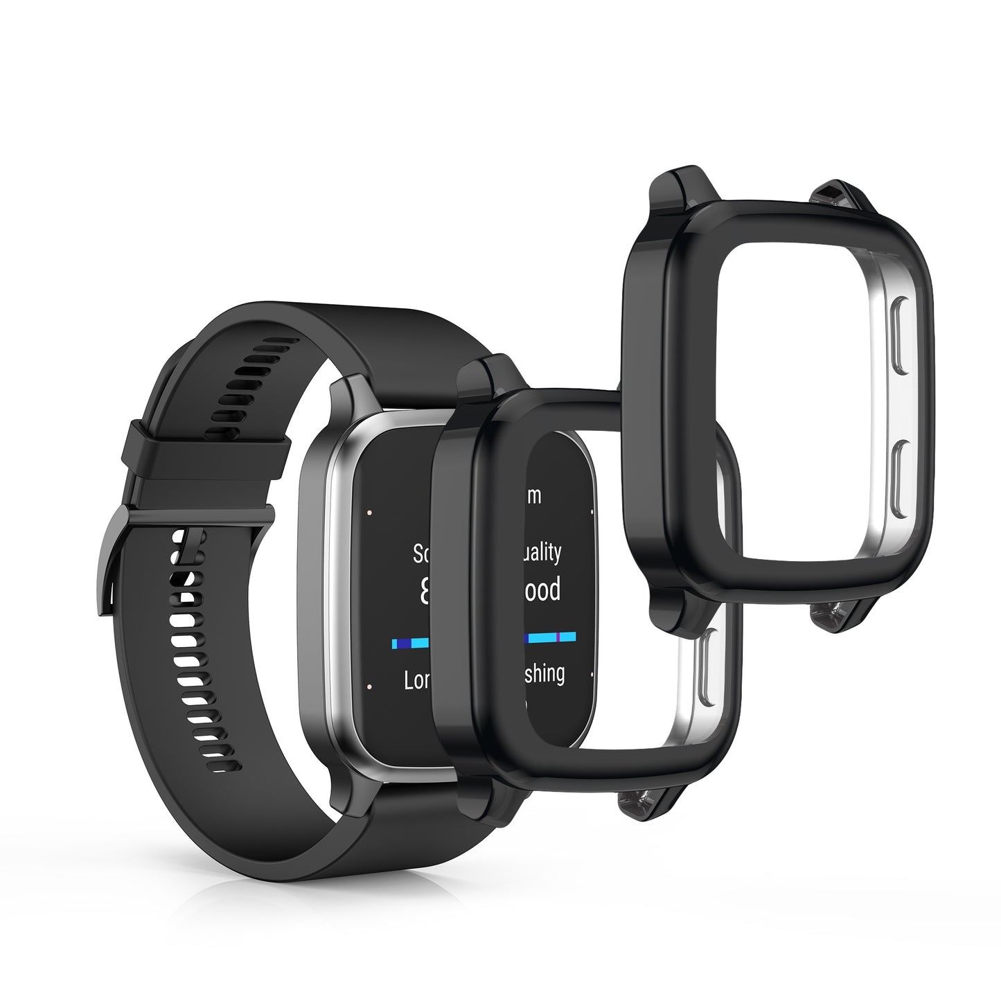 kwmobile Protective Case for Garmin Venu Sq 2 Music / Sq 2 Fullbody Display Cover Set