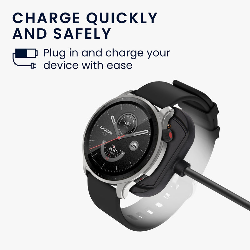 kwmobile USB Cable Charger compatible with Huami Amazfit Cheetah / GTS 4 / GTR 4 / GTR 4 Pro Charging Cable Smart Watch Replacement Cable Fitness Tracker Charging Cable