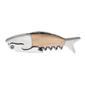 kwmobile Wine Opener in Fish Design - Wood & Stainless Steel Waiter's Corkscrew - Bottle Opener with Corkscrew - Sommelier Knife in Fish Shape