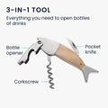 kwmobile Wine Opener in Fish Design - Wood & Stainless Steel Waiter's Corkscrew - Bottle Opener with Corkscrew - Sommelier Knife in Fish Shape