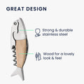 kwmobile Wine Opener in Fish Design - Wood & Stainless Steel Waiter's Corkscrew - Bottle Opener with Corkscrew - Sommelier Knife in Fish Shape