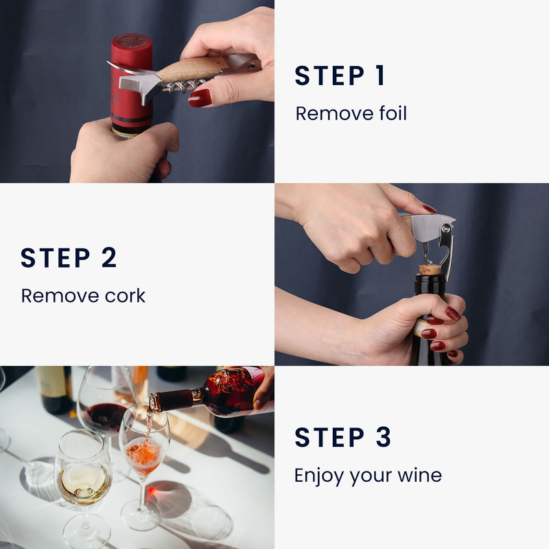 kwmobile Wine Opener in Fish Design - Wood & Stainless Steel Waiter's Corkscrew - Bottle Opener with Corkscrew - Sommelier Knife in Fish Shape
