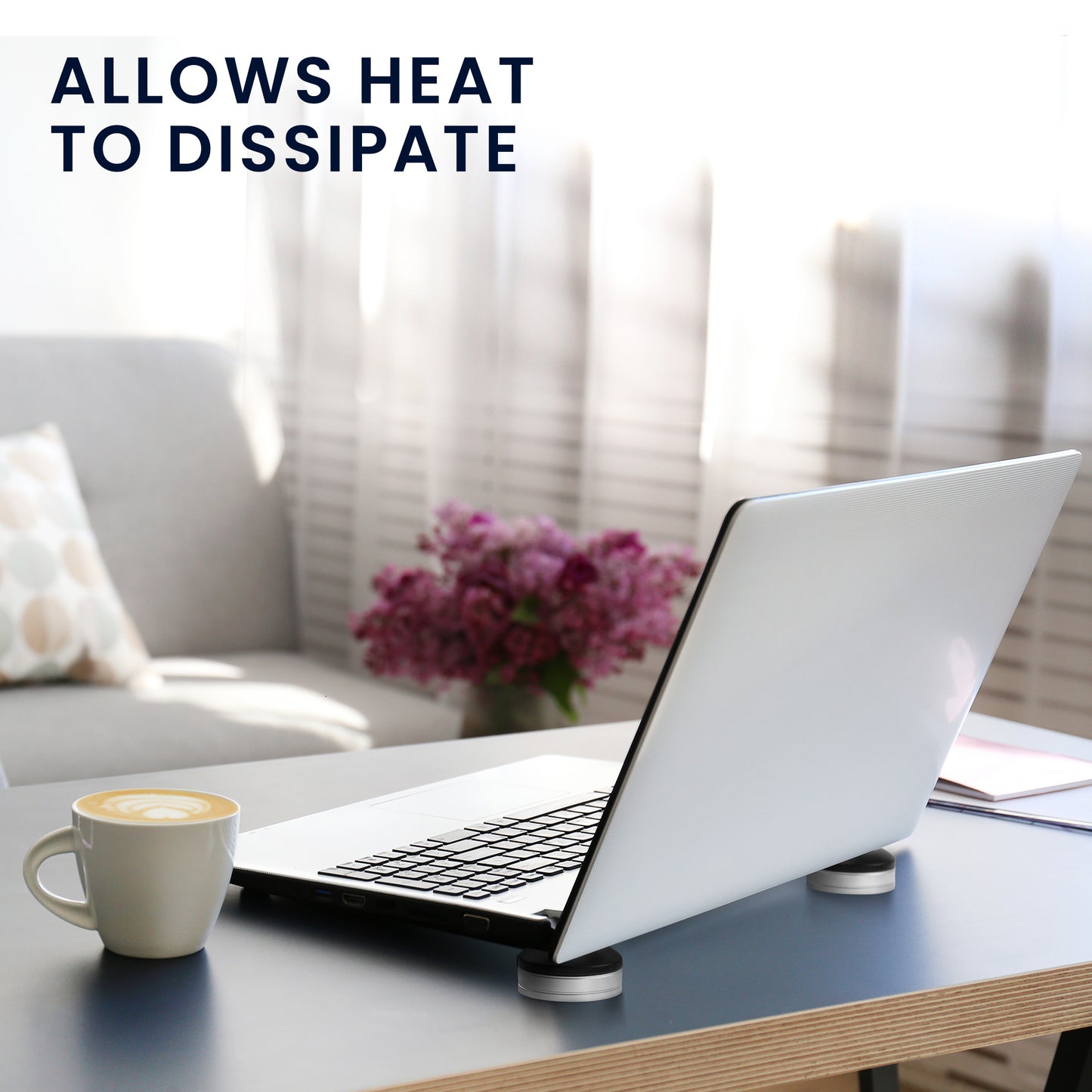 kwmobile Laptop Stand Small Universal Heat Protection Riser Pad Notebook Holder Height Adjustable Silver