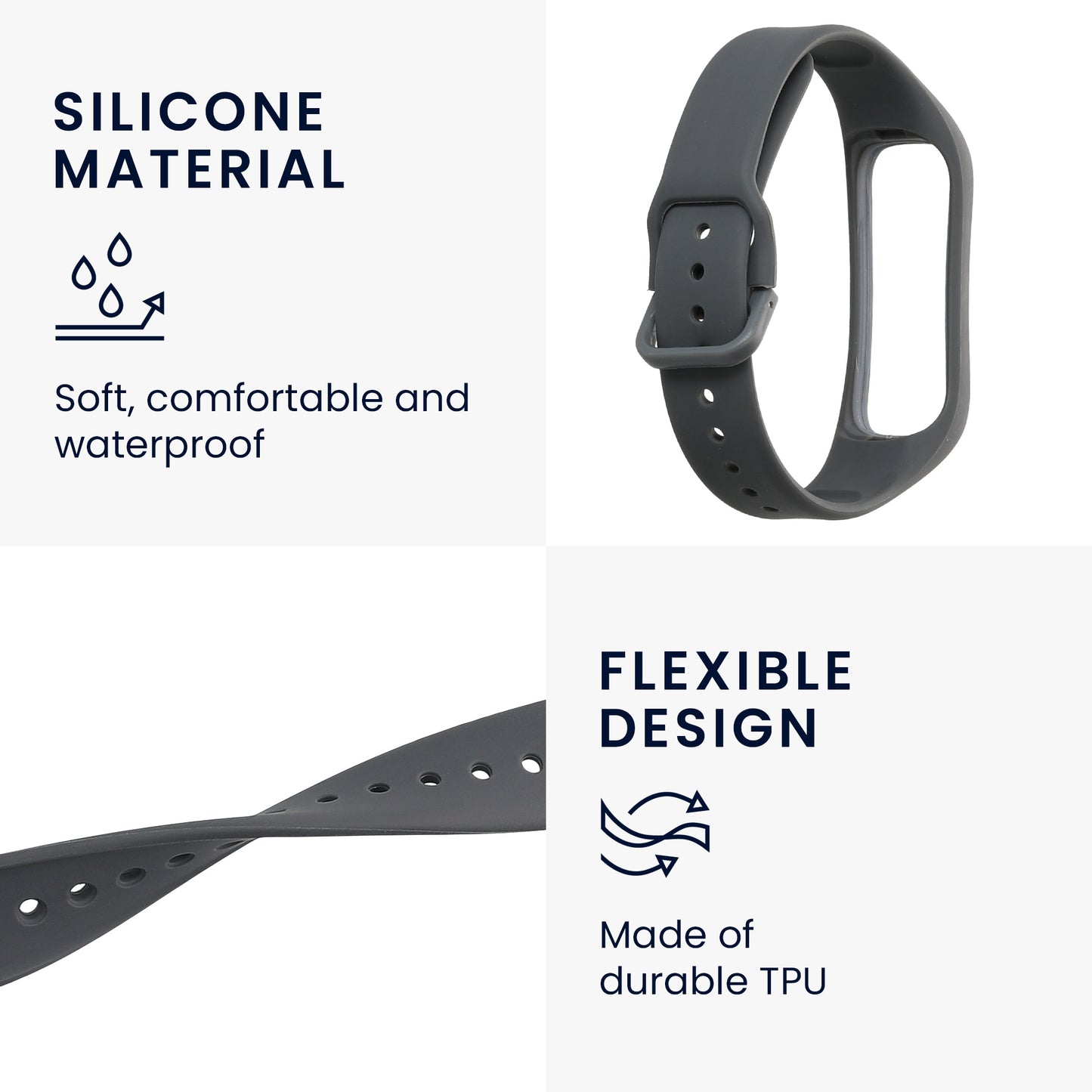 kwmobile Silicone Watch Strap for Samsung Galaxy Fit 2 Wristband Replacement Strap for Fitness Tracker Replacement Band Smartwatch