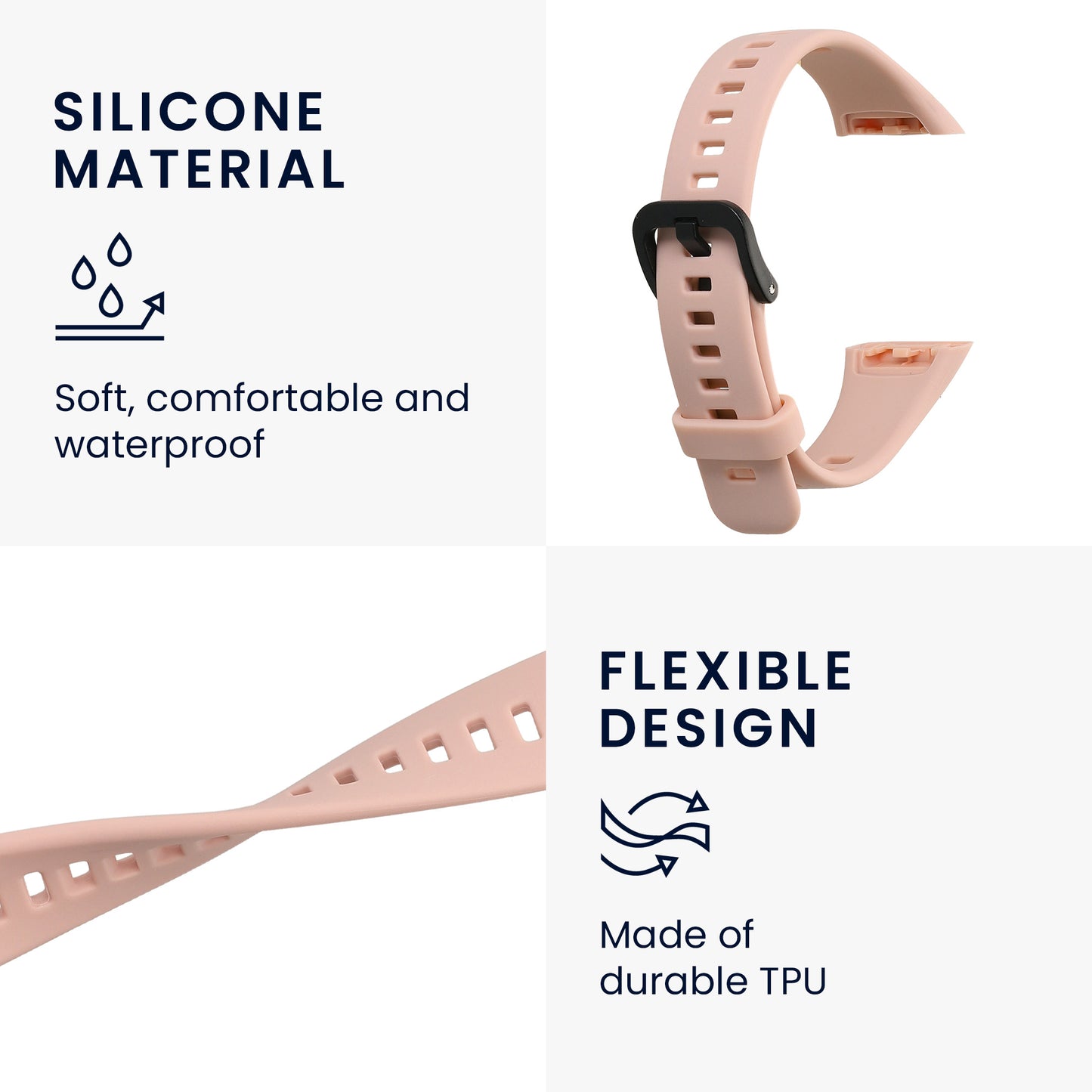 kwmobile Silicone Watch Strap for Huawei Band 6 - Replacement Strap for Fitness Tracker - Smartwatch Replacement Strap