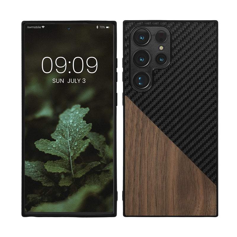kwmobile Hülle kompatibel mit Samsung Galaxy S23 Ultra - Handyhülle - Handy Schutzhülle - Smartphone Cover - Dunkelbraun Schwarz Dunkelbraun  