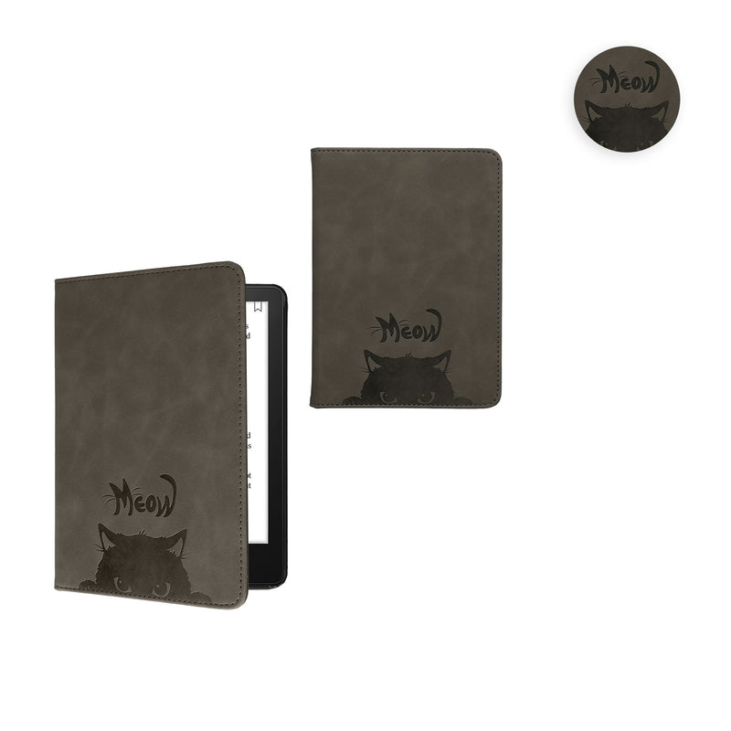 kwmobile Klapphülle kompatibel mit Amazon Kindle Paperwhite 11. Generation 2021 - Hülle aus Kunstleder für eReader - mit Handschlaufe - Magnolien Grau Grau  [dsg04]