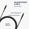 kwmobile Headphone Cable compatible with Shure SRH440A / SRH840A / SRH440 / SRH840 Replacement Cable 300 cm 3.5mm Jack with 6.35mm Adapter