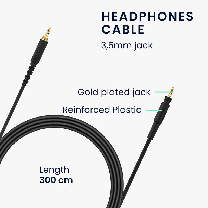 kwmobile Headphone Cable compatible with Shure SRH440A / SRH840A / SRH440 / SRH840 Replacement Cable 300 cm 3.5mm Jack with 6.35mm Adapter