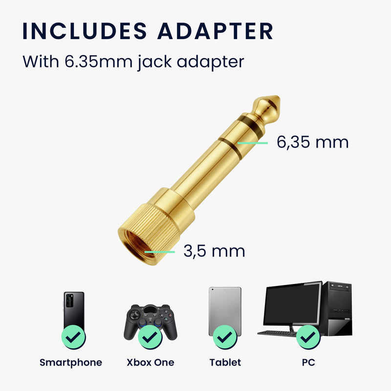 kwmobile Headphone Cable compatible with Shure SRH440A / SRH840A / SRH440 / SRH840 Replacement Cable 300 cm 3.5mm Jack with 6.35mm Adapter