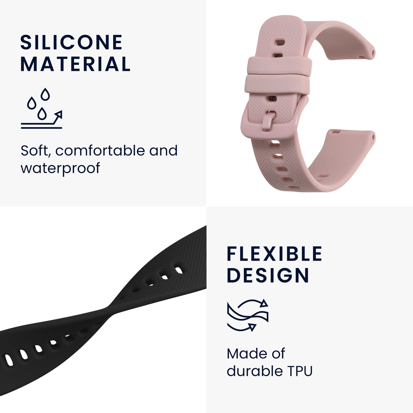 kwmobile Watch Strap for Withings ScanWatch 38mm / Steel HR 36mm / Move ECG - Fitness Tracker Band Set - Replacement Smartwatch Strap