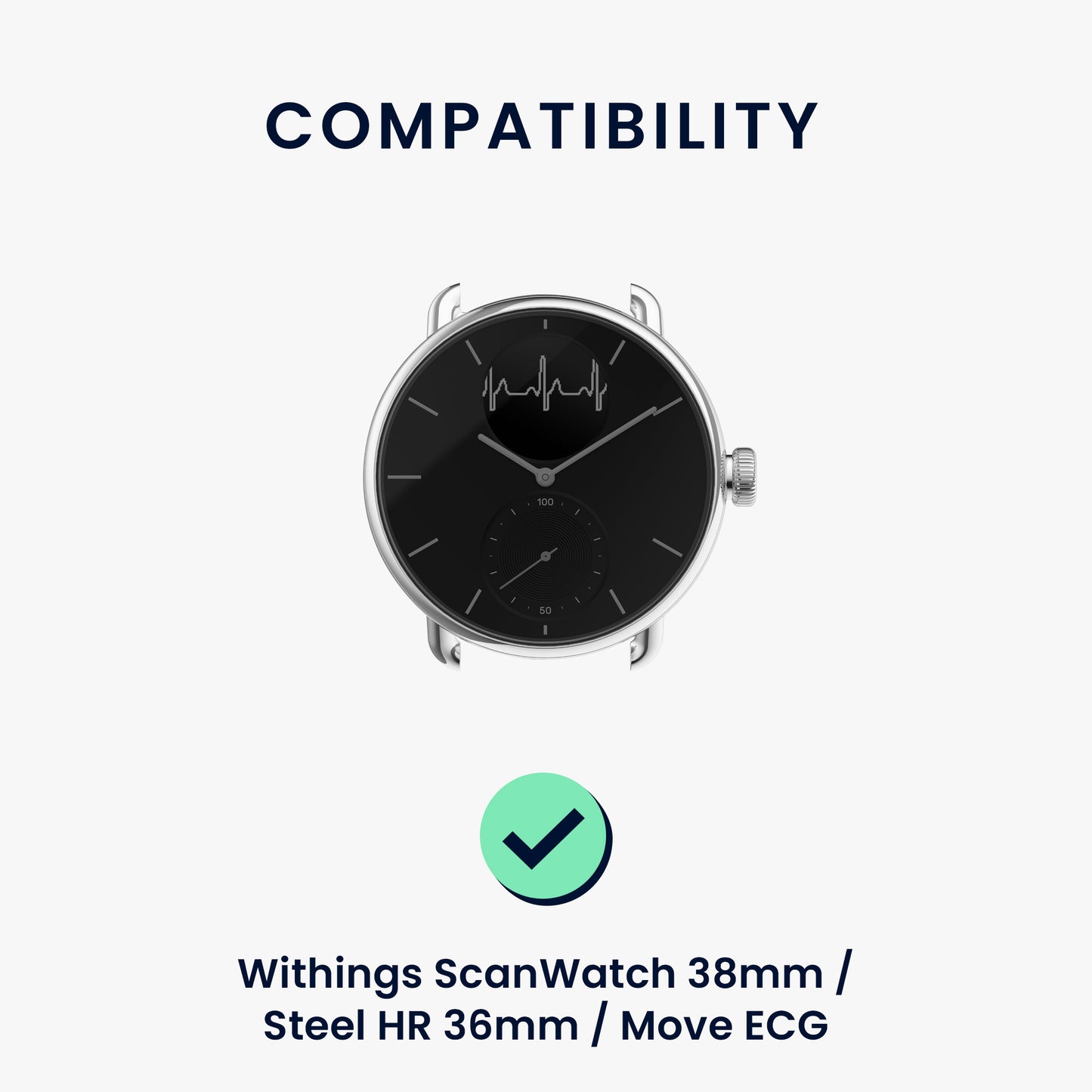 kwmobile Watch Strap for Withings ScanWatch 38mm / Steel HR 36mm / Move ECG - Fitness Tracker Band Set - Replacement Smartwatch Strap