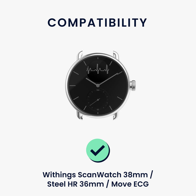 kwmobile Watch Strap for Withings ScanWatch 38mm / Steel HR 36mm / Move ECG - Fitness Tracker Band Set - Replacement Smartwatch Strap