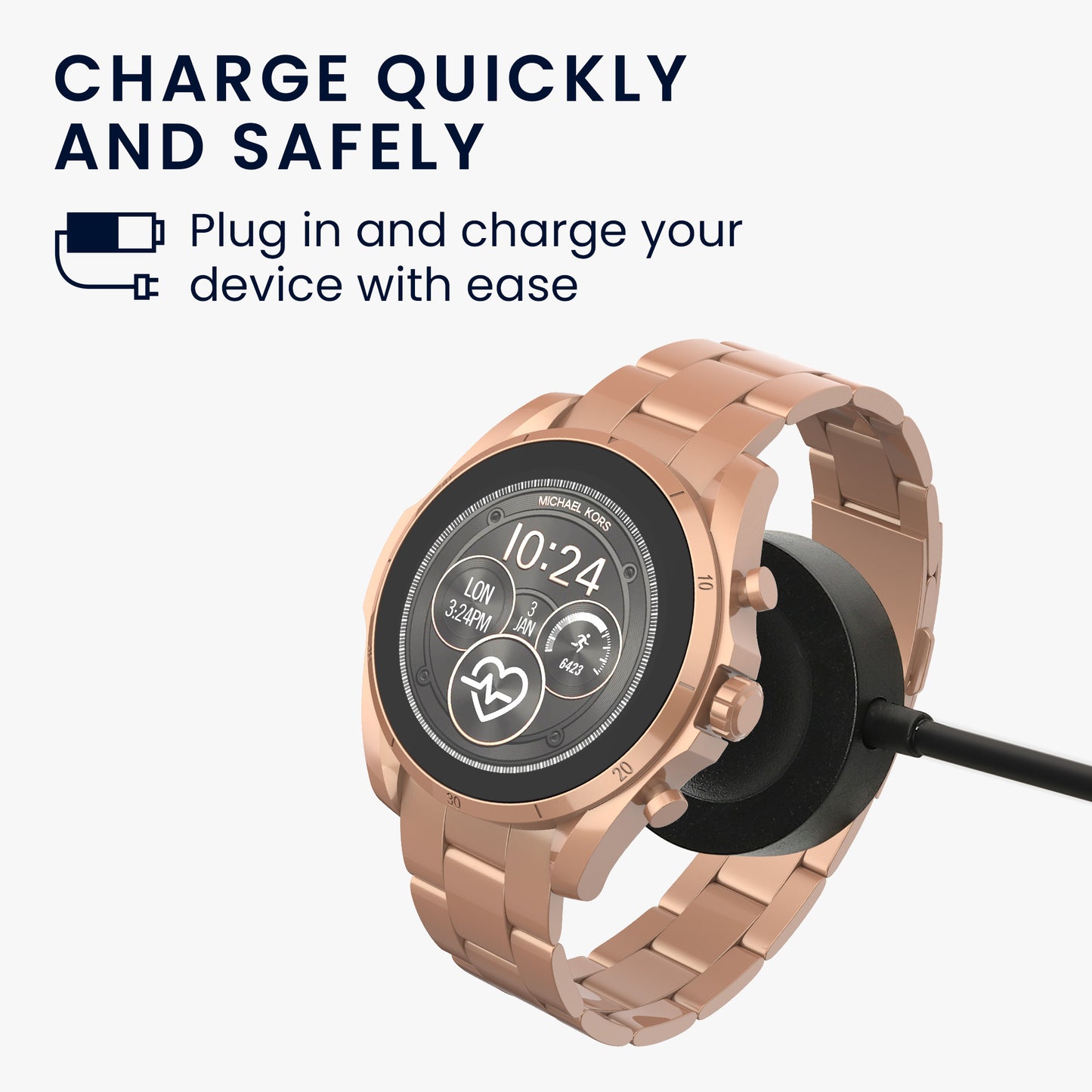 kwmobile USB Cable Charger compatible with Michael Kors GEN 6 / GEN 5e / GEN 5 / GEN 4 Watch / Skagen Falster 2 Charging Cable - Smartwatch Replacement Cable - Fitness Tracker Charging Cable