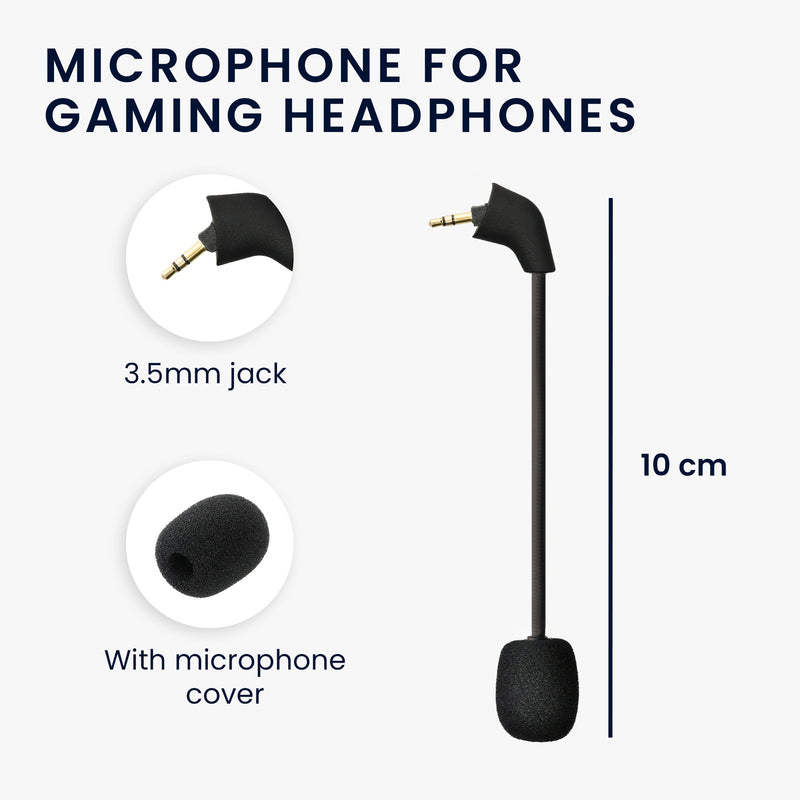 kwmobile Replacement Headphone Microphone compatible with Kingston HyperX Cloud / Cloud X / CloudX Core Headset - Gaming Headphones Microphone with 3.5mm Jack Plug