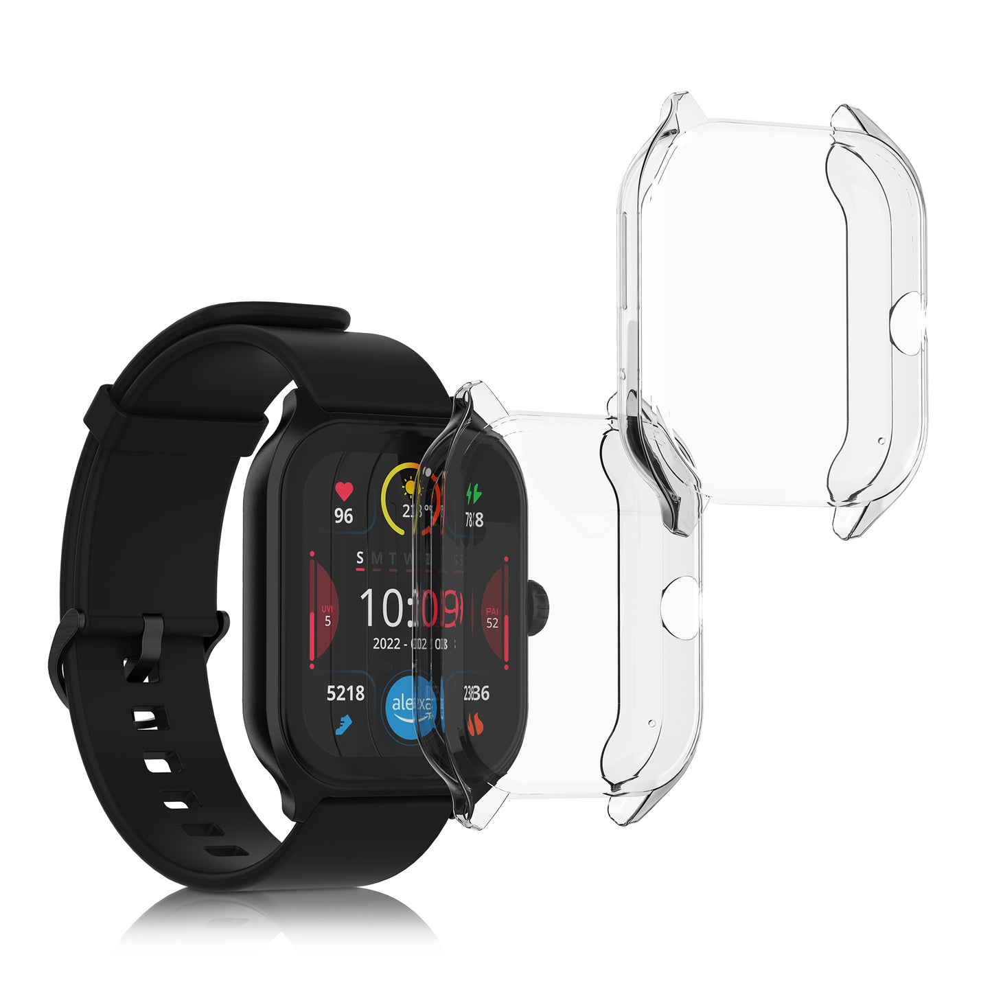 kwmobile Silicone Case for Huami Amazfit GTS 4 Protective Case Full Body Display Cover Set