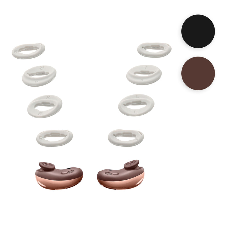 kwmobile 8x Ear Buds kompatibel mit Samsung Galaxy Buds Live - Size S und L - Silikon Ohrbügel Ohrstöpsel Zubehör - Bügel für In-Ear Kopfhörer - Braun Braun  