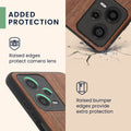 Wooden Hard Case with TPU Bumper for Xiaomi Redmi Note 12 Pro 5G Vintage Compass with Mother of Pearl