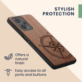 Wooden Hard Case with TPU Bumper for Xiaomi Redmi Note 12 Pro 5G Vintage Compass with Mother of Pearl
