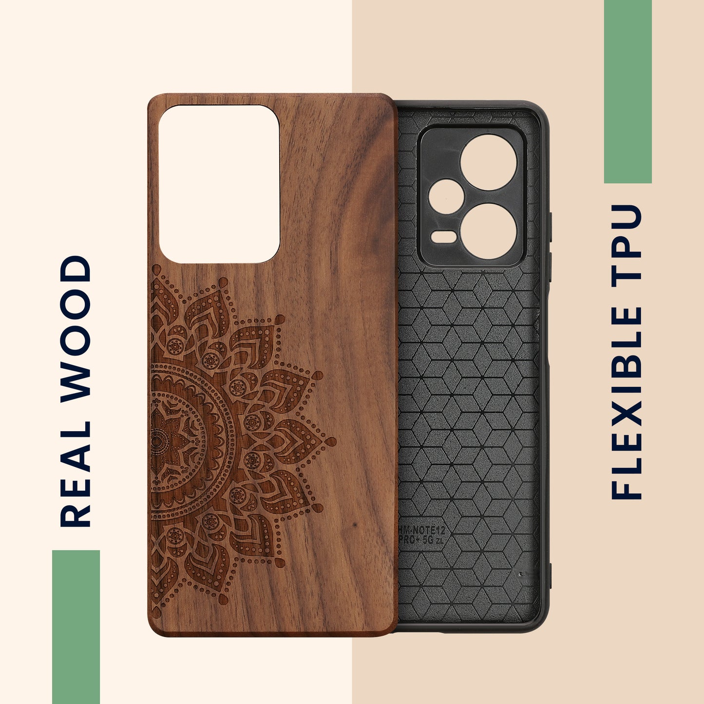 kwmobile Case Compatible with Xiaomi Redmi Note 12 Pro+ 5G / Note 12 Pro Plus 5G - Phone Cover - TPU Phone Case Vintage Compass with Mother of Pearl