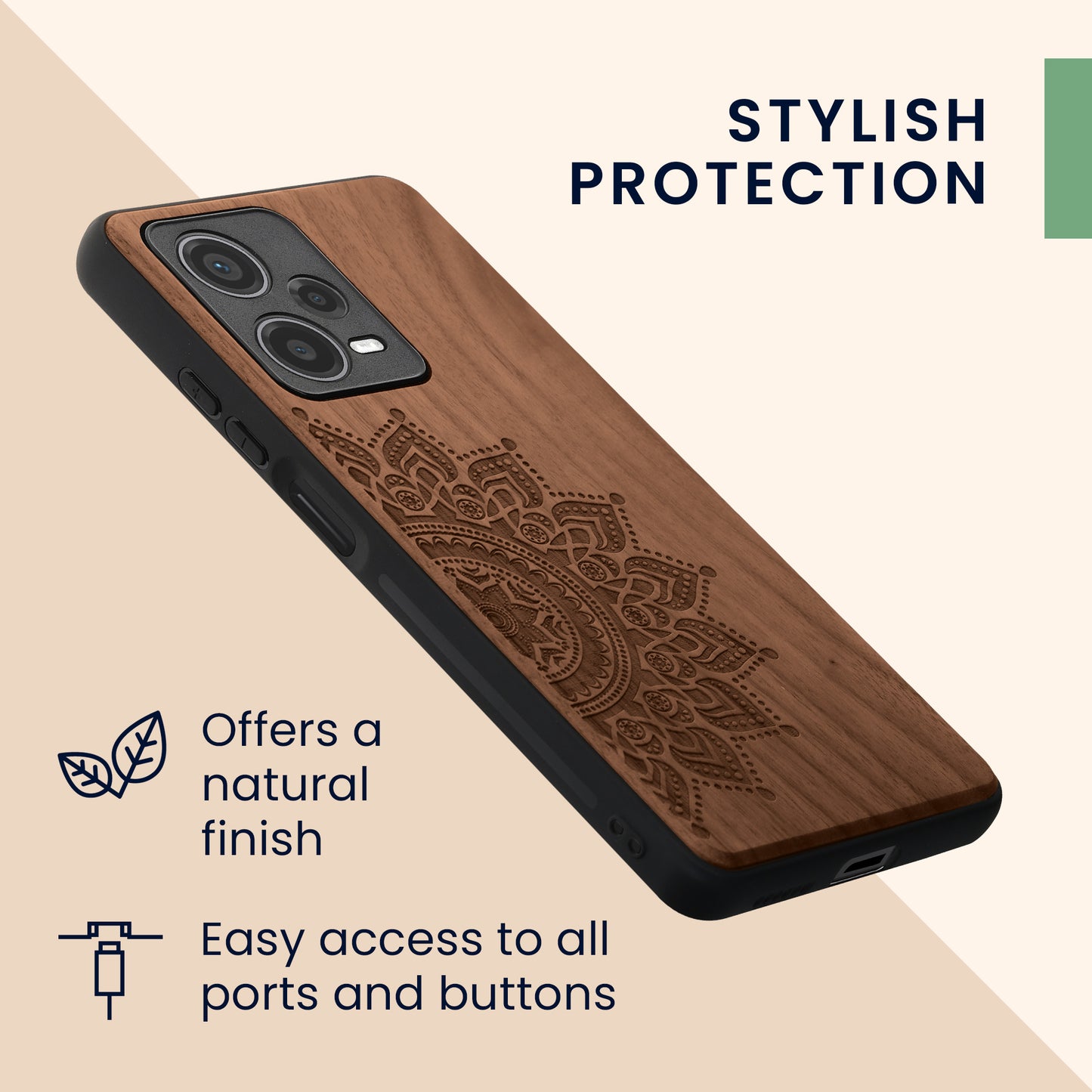 kwmobile Case Compatible with Xiaomi Redmi Note 12 Pro+ 5G / Note 12 Pro Plus 5G - Phone Cover - TPU Phone Case Vintage Compass with Mother of Pearl