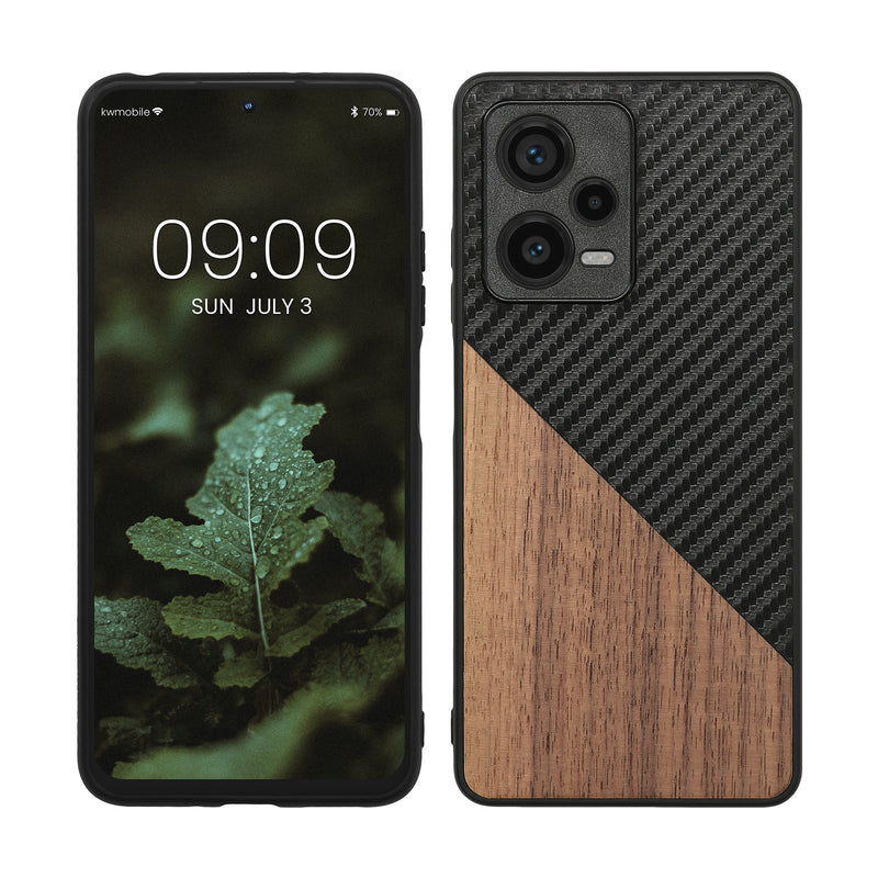kwmobile Hülle kompatibel mit Xiaomi Redmi Note 12 Pro+ 5G / Note 12 Pro Plus 5G - Handyhülle - Handy Schutzhülle - Smartphone Cover - Dunkelbraun Schwarz Dunkelbraun  [dsg01]