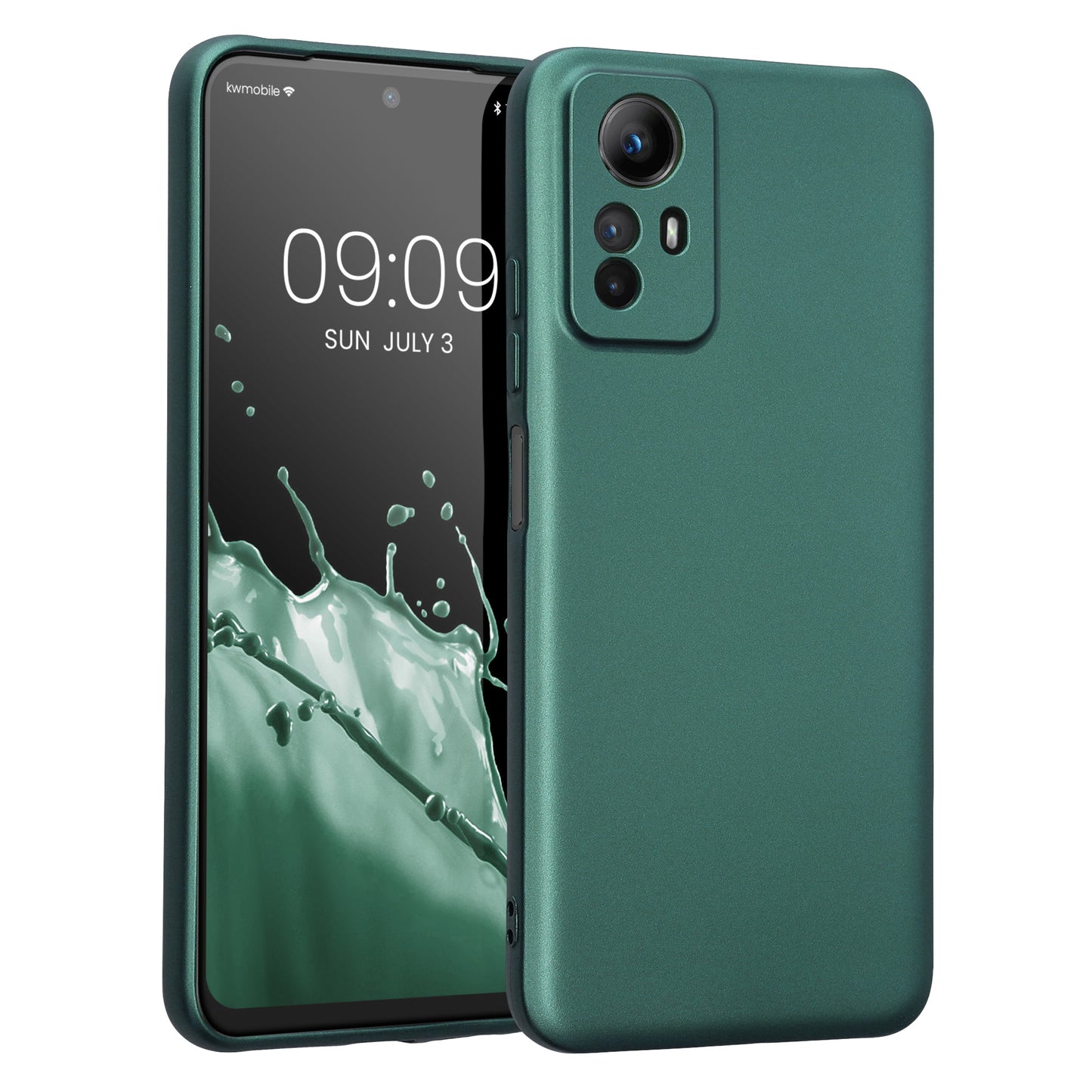 kwmobile Handyhülle kompatibel mit Xiaomi Redmi Note 12S Hülle - weiche Silikon Case metallisch schimmernd in Metallic Petrol Metallic Petrol  