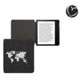 kwmobile Hülle kompatibel mit Kobo Libra 2 Cover - eReader Schutzhülle aus Stoff - Case Travel Umriss Weiß Dunkelgrau Weiß  [dsg01]