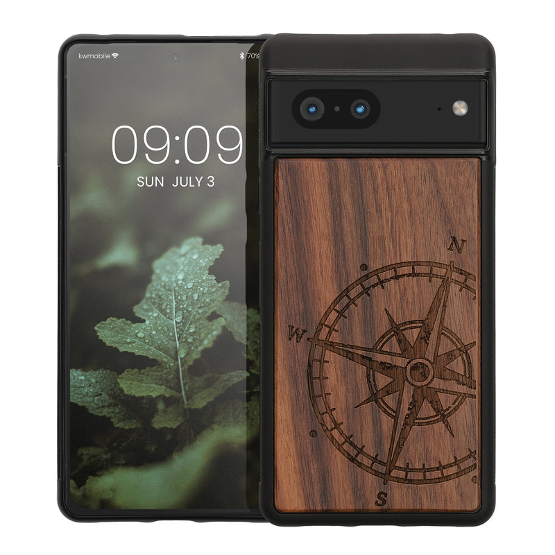 kwmobile Case Compatible with Google Pixel 7 Phone Cover TPU Cell Phone Case Compass Vintage