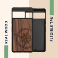 kwmobile Case Compatible with Google Pixel 7 Phone Cover TPU Cell Phone Case Compass Vintage