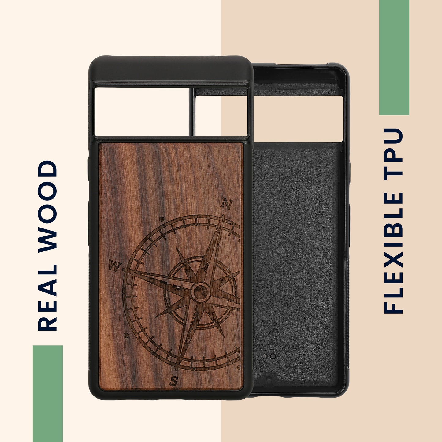kwmobile Case Compatible with Google Pixel 7 Phone Cover TPU Cell Phone Case Compass Vintage