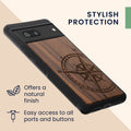 kwmobile Case Compatible with Google Pixel 7 Phone Cover TPU Cell Phone Case Compass Vintage