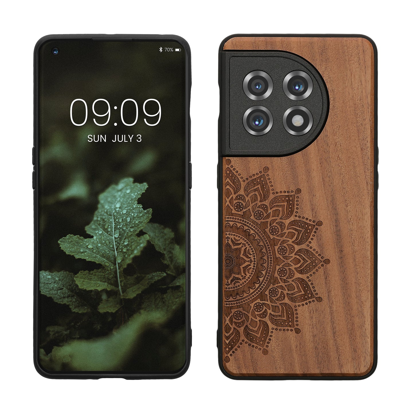Wooden Hard Case with TPU Bumper for OnePlus 11 Rising Sun