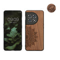 kwmobile Hülle kompatibel mit OnePlus 11 Hülle - Holz Case - Handy Cover - TPU Handyhülle in Dunkelbraun Aufgehende Sonne Dunkelbraun  [dsg02]