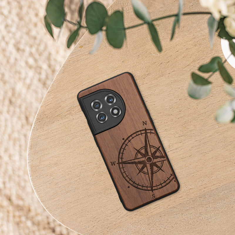 Wooden Hard Case with TPU Bumper for OnePlus 11 Rising Sun