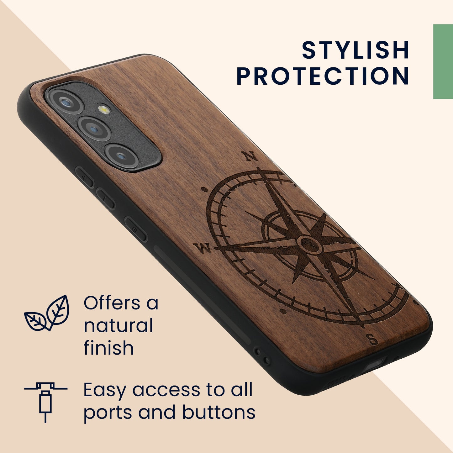 kwmobile Case Compatible with Samsung Galaxy A54 5G Phone Cover TPU Phone Case Compass Vintage