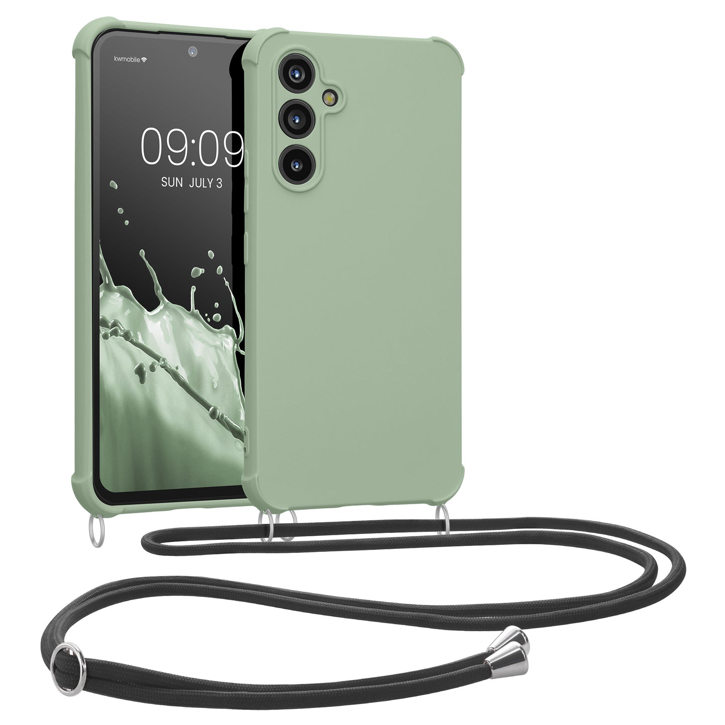 kwmobile Necklace Case kompatibel mit Samsung Galaxy A54 5G Hülle - Cover mit Kordel zum Umhängen - Silikon Schutzhülle Graugrün Graugrün  