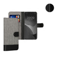 kwmobile Wallet Case kompatibel mit Motorola Moto G73 5G - Hülle mit Ständer - Handyhülle Kartenfächer Anthrazit Schwarz Anthrazit  