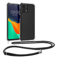 kwmobile Necklace Case kompatibel mit Motorola Moto G23 / Moto G13 Hülle - Silikon Cover mit Handykette - Band Handyhülle Transparent Schwarz Transparent  