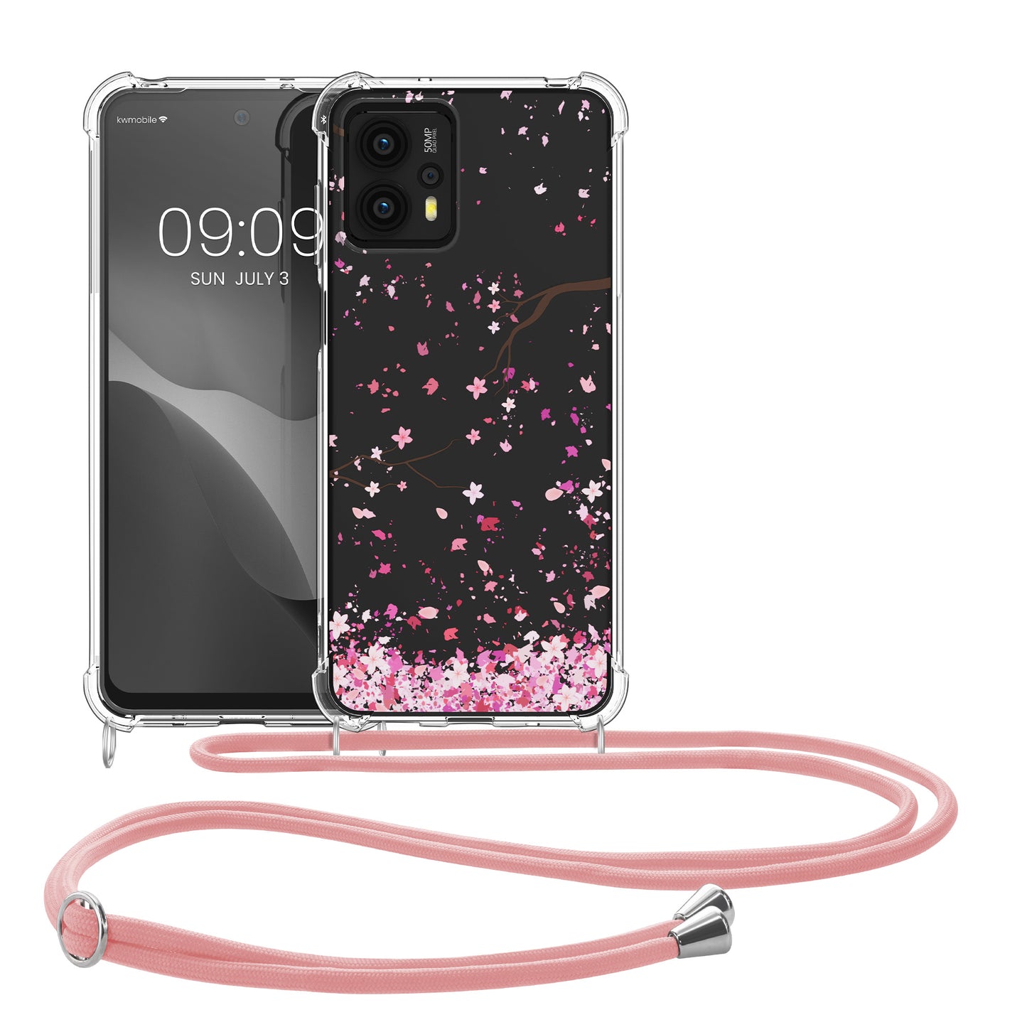 kwmobile Necklace Case compatible with Motorola Moto G23 / Moto G13 Silicone Cover with Lanyard
