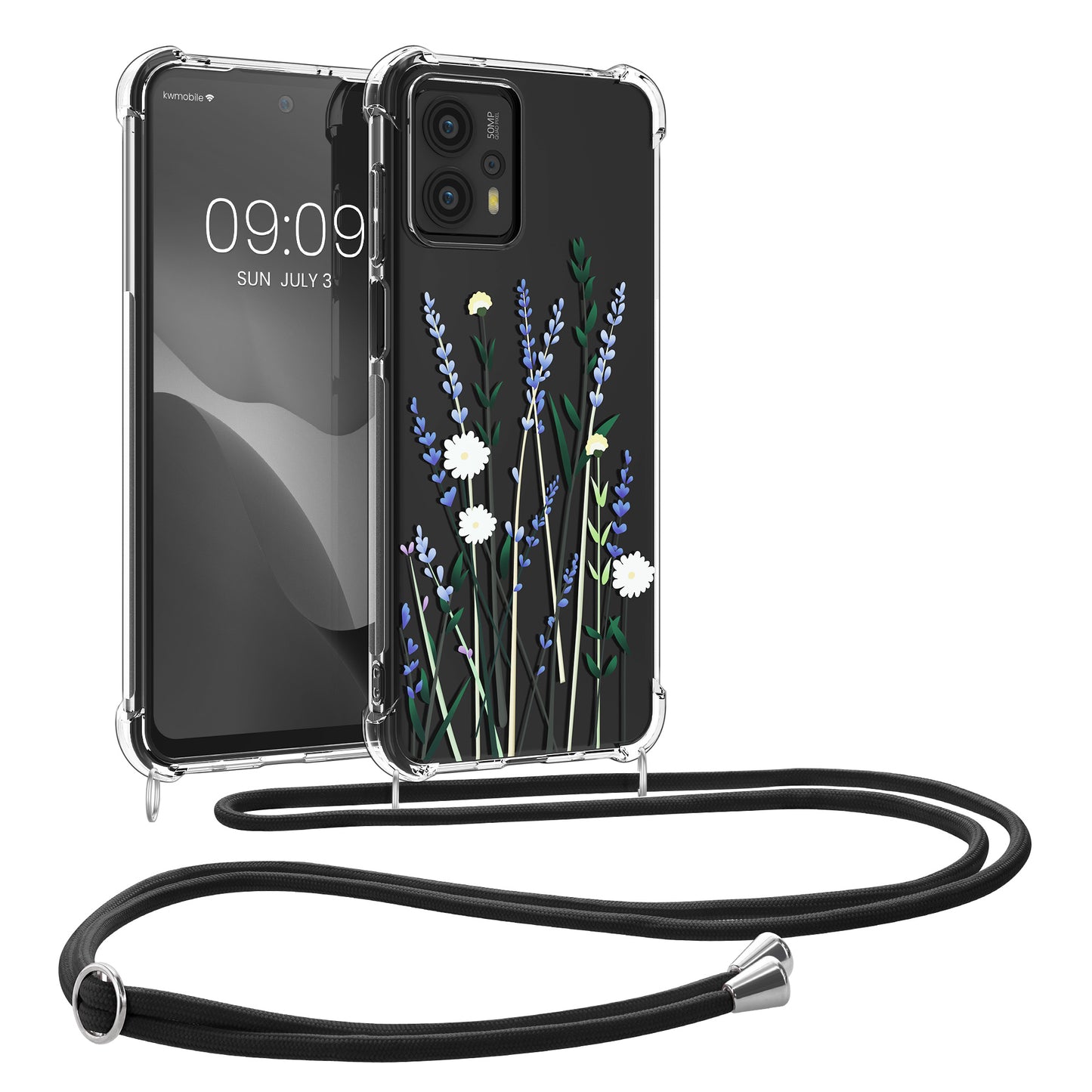 kwmobile Necklace Case compatible with Motorola Moto G23 / Moto G13 Silicone Cover with Lanyard