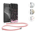 kwmobile Necklace Case kompatibel mit Motorola Moto G23 / Moto G13 Hülle - Silikon Cover mit Handykette - Gold Grau Transparent Dschungel Gold  [dsg03]