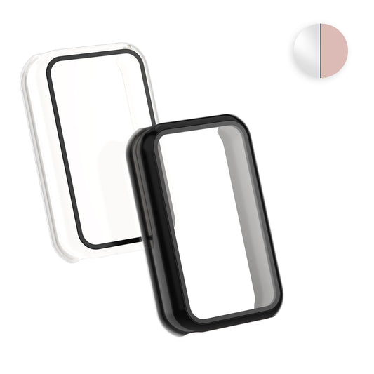 kwmobile 2x Cover kompatibel mit Huami Amazfit Band 7 Hülle - Fullbody Fitnesstracker Case Set aus Glas - Transparent Altrosa Transparent  [dsg03]