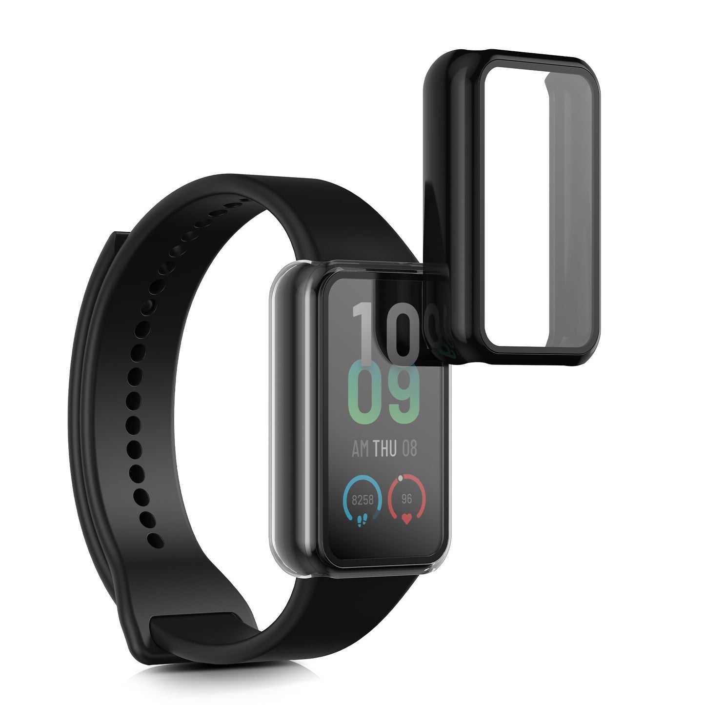 kwmobile Glass Case for Huami Amazfit Band 7 Protective Case Fullbody Fitness Tracker Cover Set