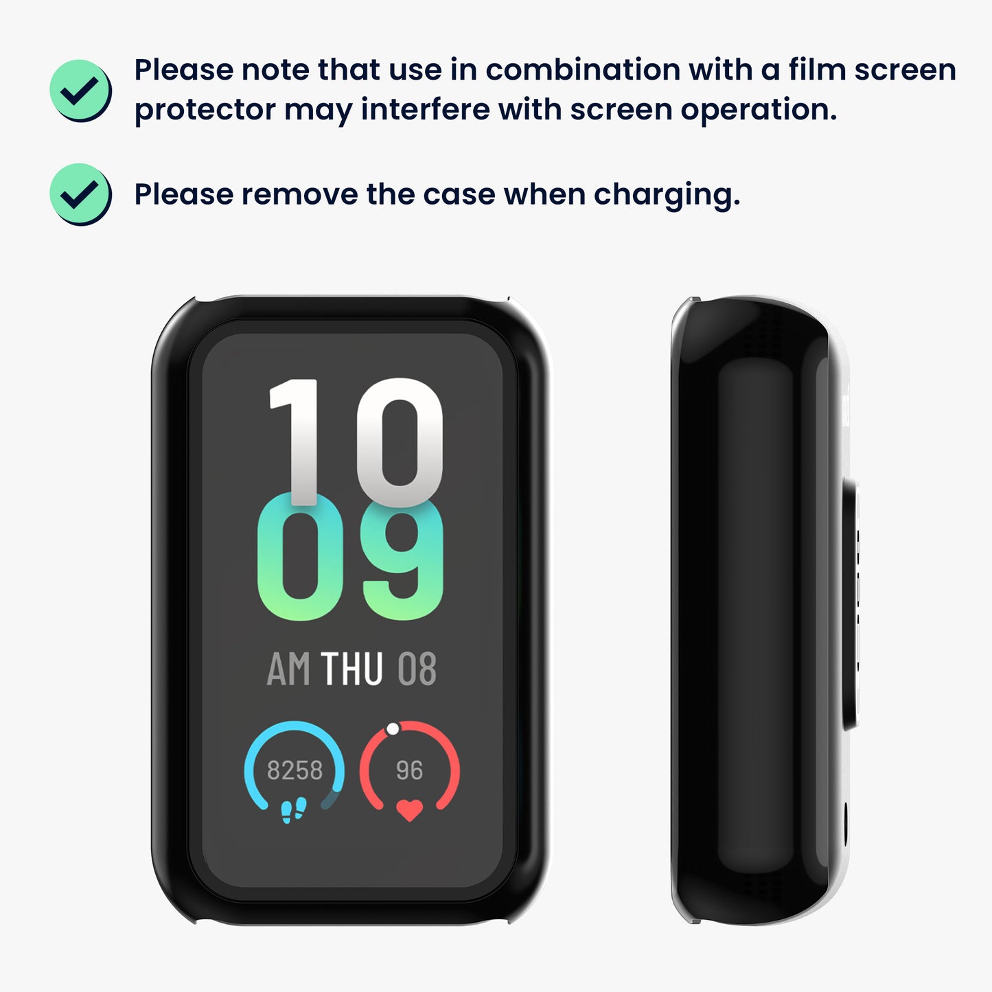 kwmobile Glass Case for Huami Amazfit Band 7 Protective Case Fullbody Fitness Tracker Cover Set