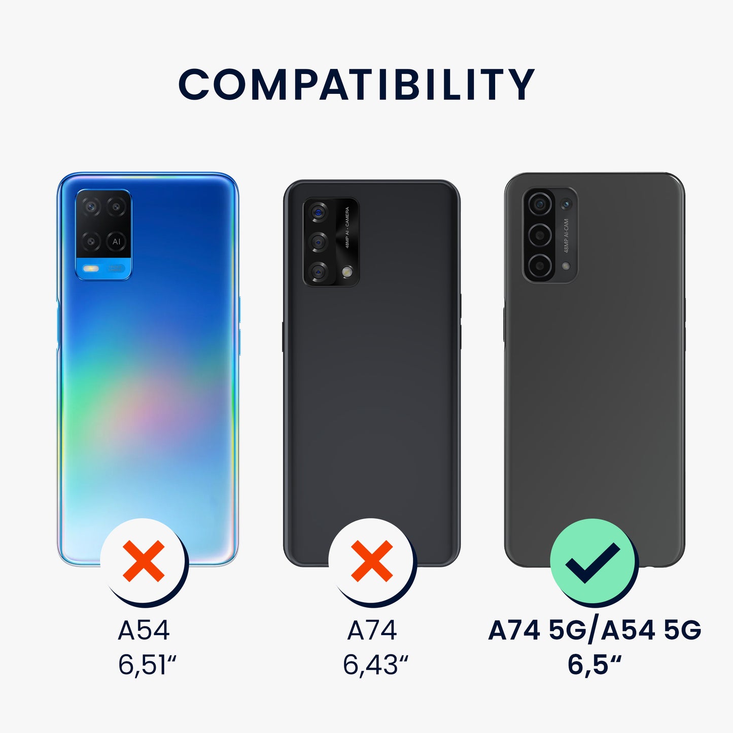 kwmobile Phone Case Compatible with Oppo A74 (5G) / A54 (5G) Case - Phone Cover with Card Slot