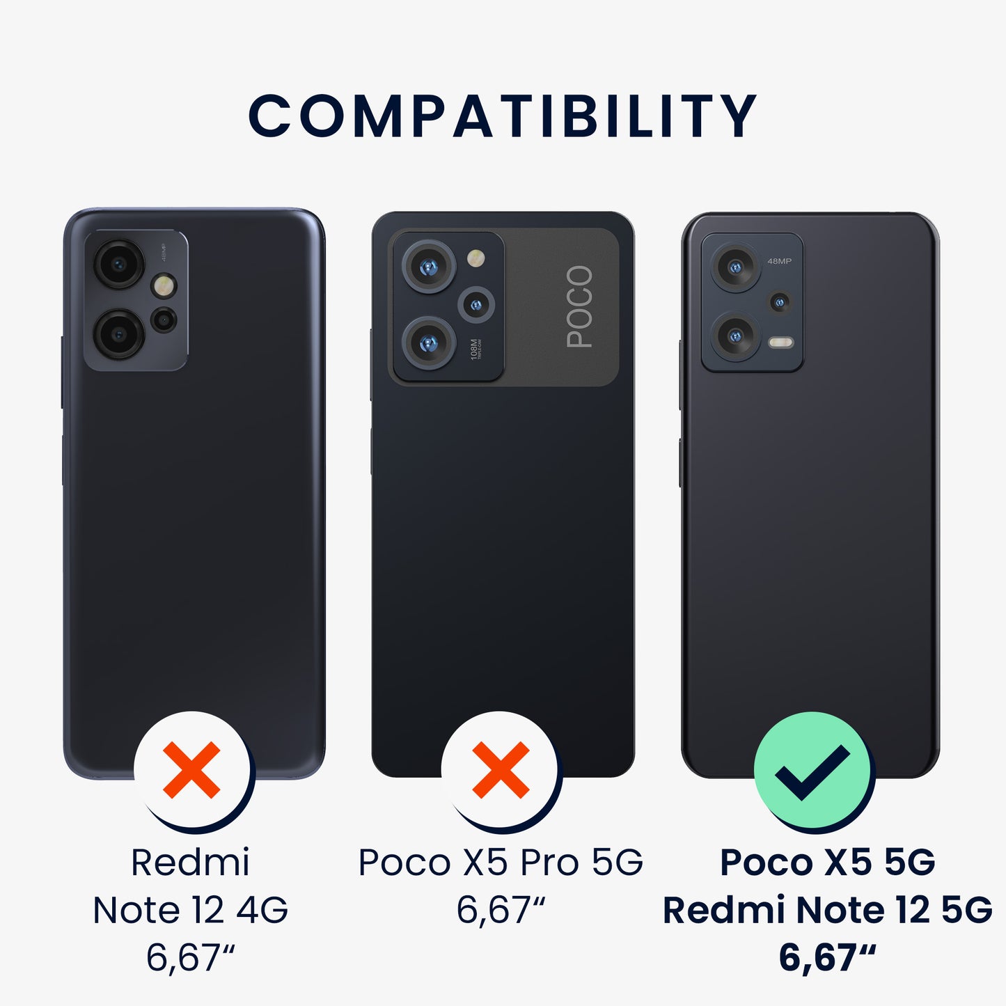 kwmobile Phone Case for Xiaomi Redmi Note 12 5G / POCO X5 5G - Soft Silicone Phone Case - Protective Cover