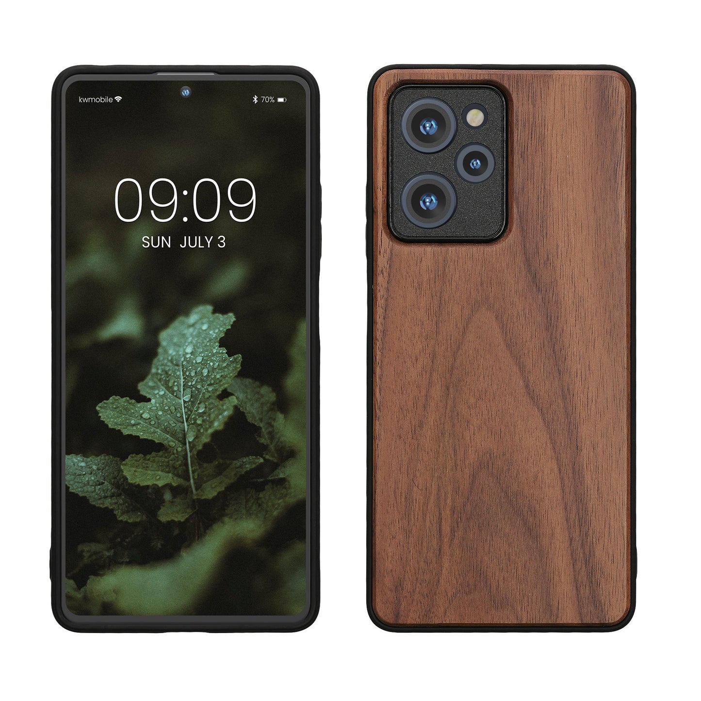 kwmobile Hülle kompatibel mit Xiaomi Poco X5 Pro 5G Hülle - Holz Case - stoßfestes Handy Cover - TPU Handyhülle in Dunkelbraun Dunkelbraun  